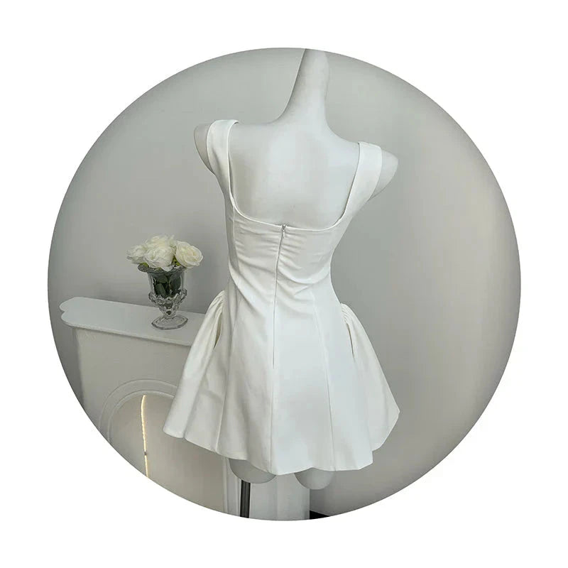 Simple A line Square Neck Black Short Homecoming Dress Summer Hoco Dresses Mini Cocktail Dress by YiHuiw