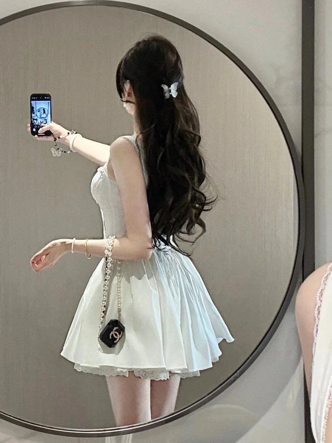 Simple A line Square Neck White Short Homecoming Dress Summer Hoco Dresses Mini Cocktail Dress by YiHuiw