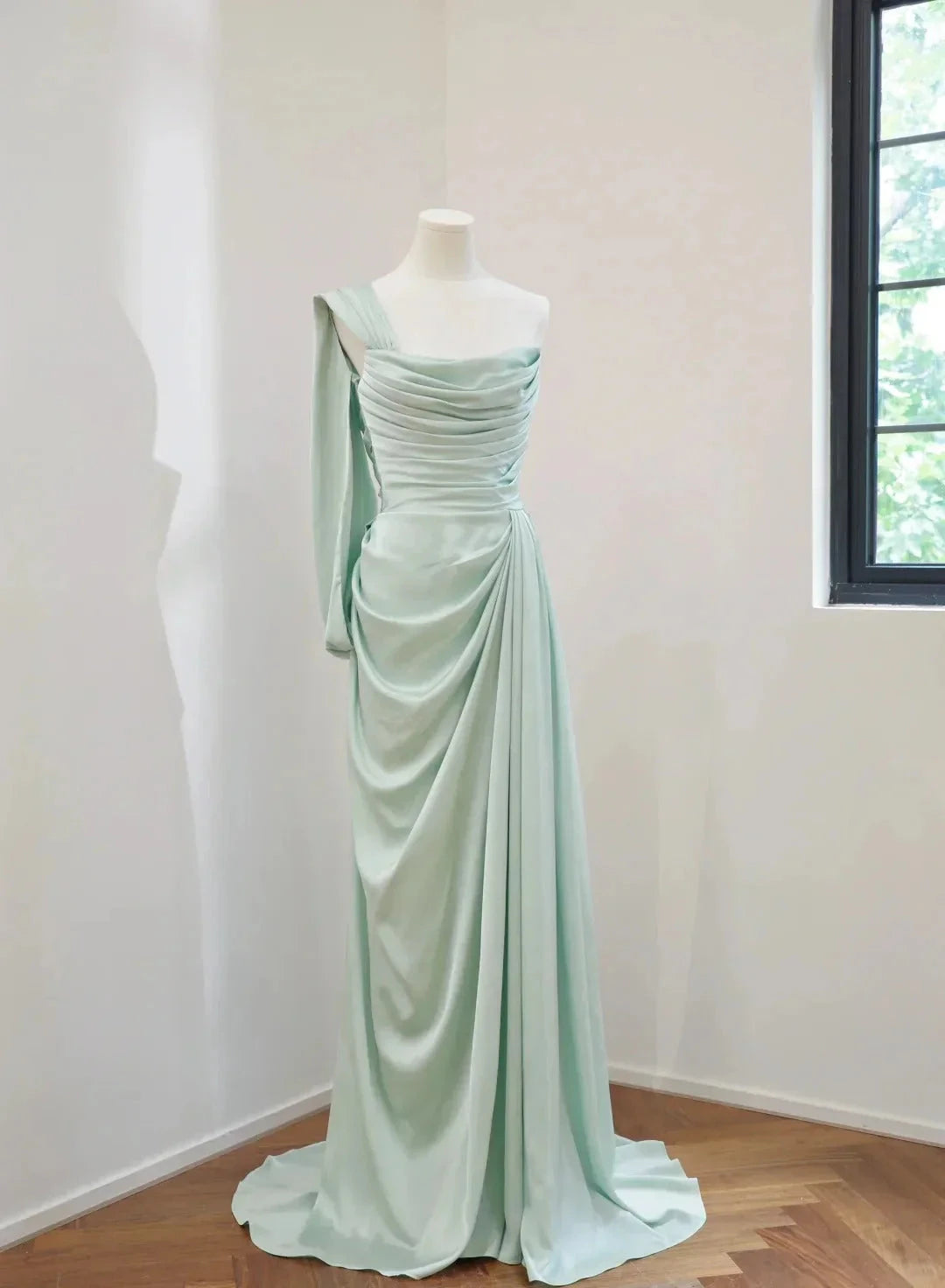 Simple Fashion Long Satin Prom Dress Evening Dress Party Dress Bridesmaid Dresses simple gentle atmospheric and unique desi Bring summer colors to enhance whiteness by YiHuiw