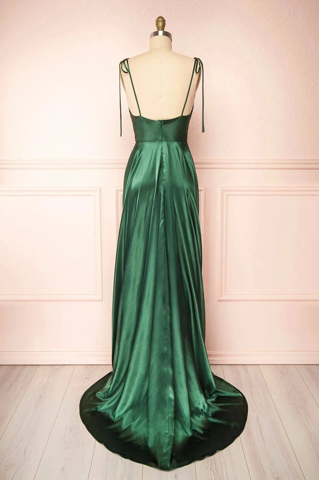 Simple Satin Long A-Line Prom Dress Spaghetti Straps Evening Dress simple gentle atmospheric and unique desi Bring summer colors to enhance whitenes by YiHuiw
