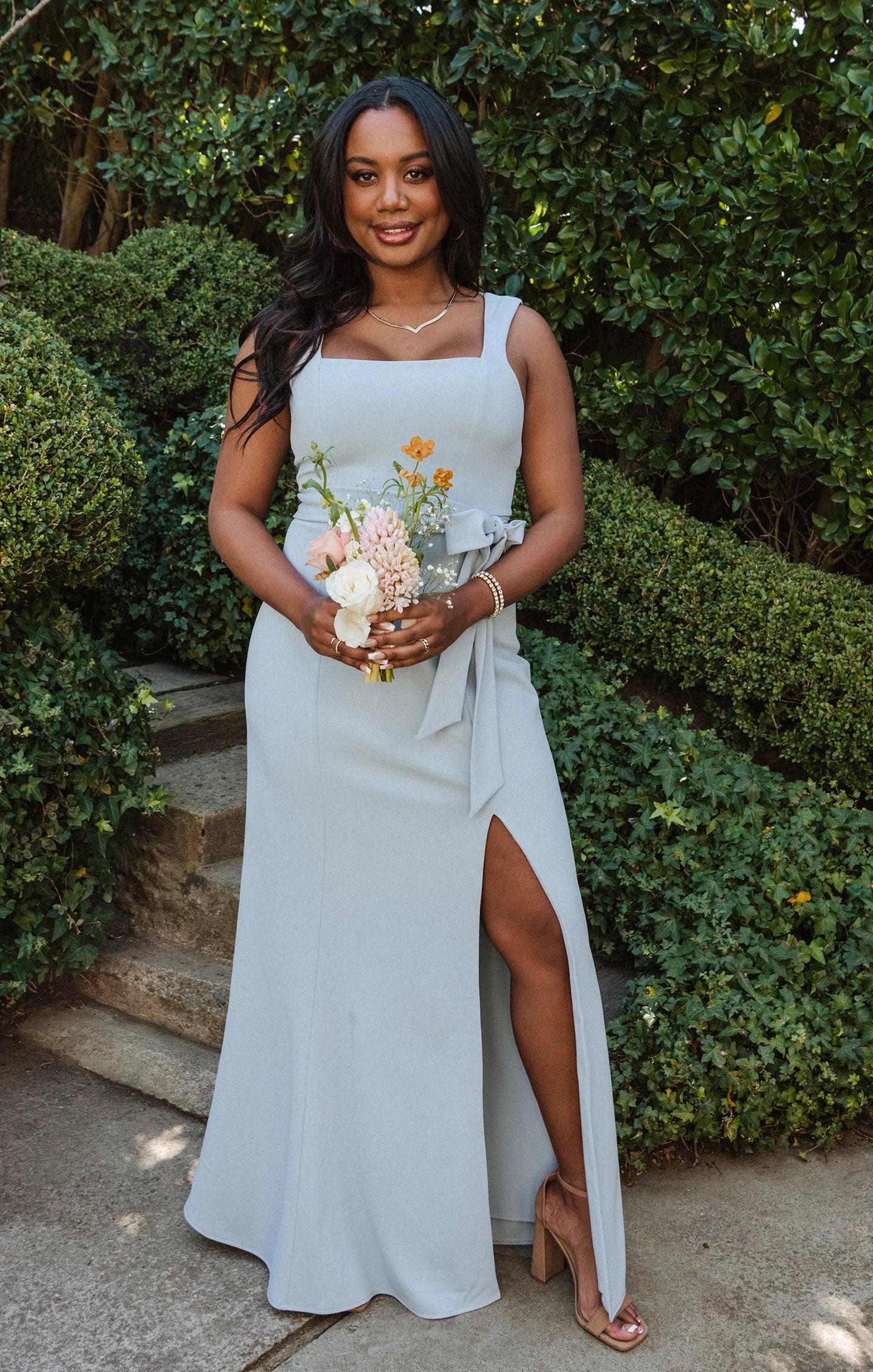 Sheath Square Neck Sleeveless Open Back Floor-Length Wedding Dress - Yihuiw by Yihuiw