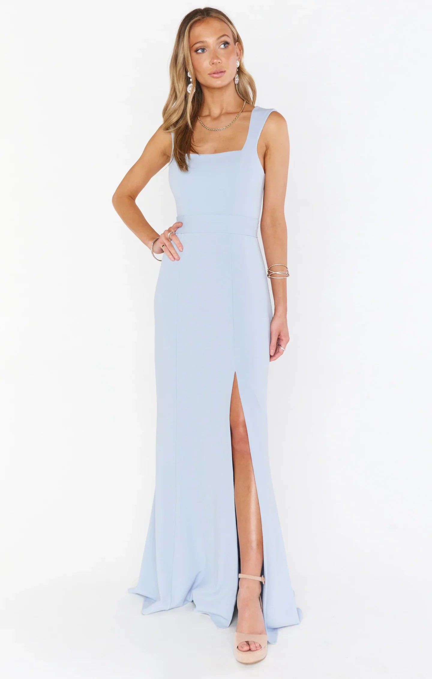 Sheath Square Neck Sleeveless Open Back Floor-Length Wedding Dress - Yihuiw by Yihuiw