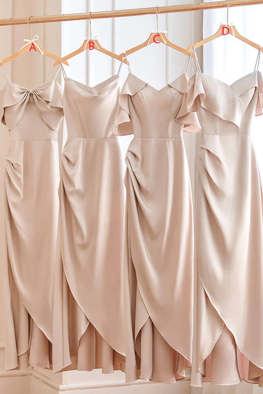 Simple Spaghetti Strap Long Prom Dresses Pink Bridesmaid Dresses simple gentle atmospheric and unique desi Bring summer colors to enhance white by YiHuiw