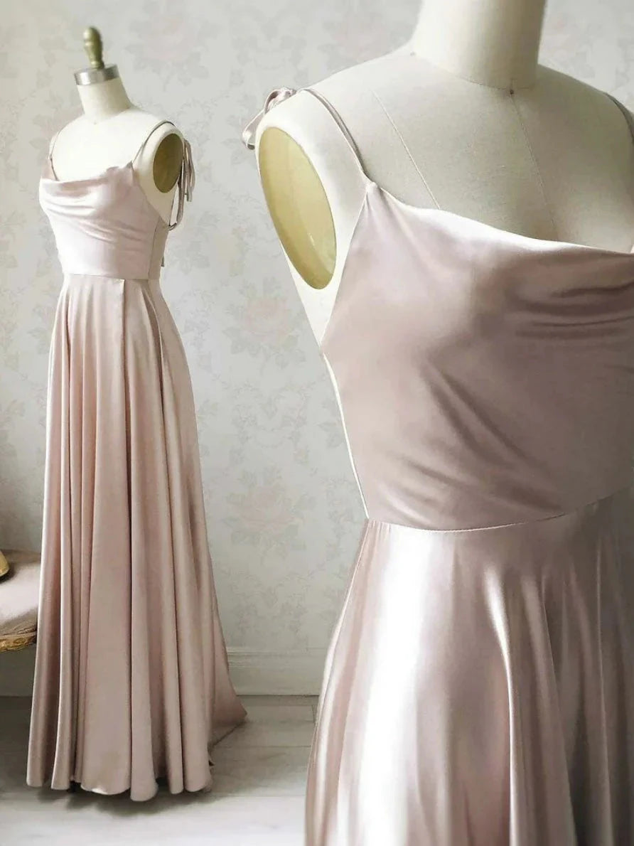 Simple pink satin long prom dress satin evening dress simple gentle atmospheric and unique desi Bring summer colors to enhance whitenes by YiHuiw