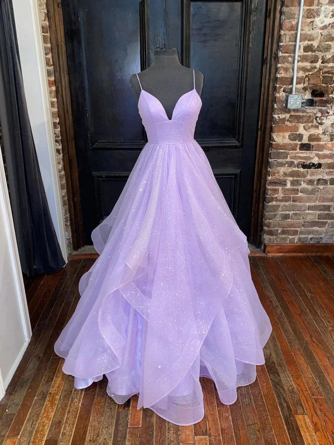 Simple purple tulle sequin long prom dress purple evening dress simple gentle atmospheric and unique desi Bring summer colors to enhance whitenes by YiHuiw
