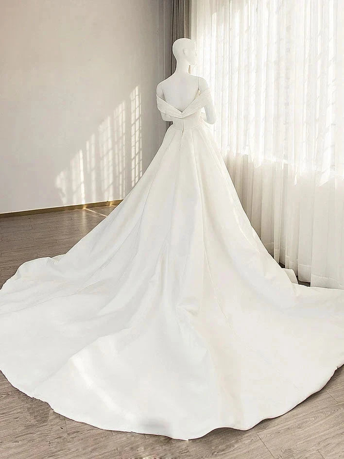 Simple sweetheart neck off shoulder long prom dress white evening dress simple gentle atmospheric and unique desi Bring summer colors to enhance whitenes by YiHuiw