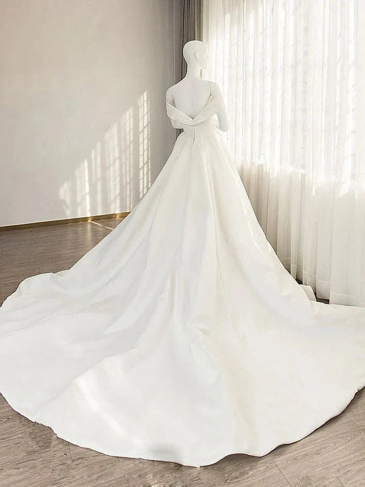 Simple sweetheart neck off shoulder long prom dress white evening dress simple gentle atmospheric and unique desi Bring summer colors to enhance whitenes by YiHuiw