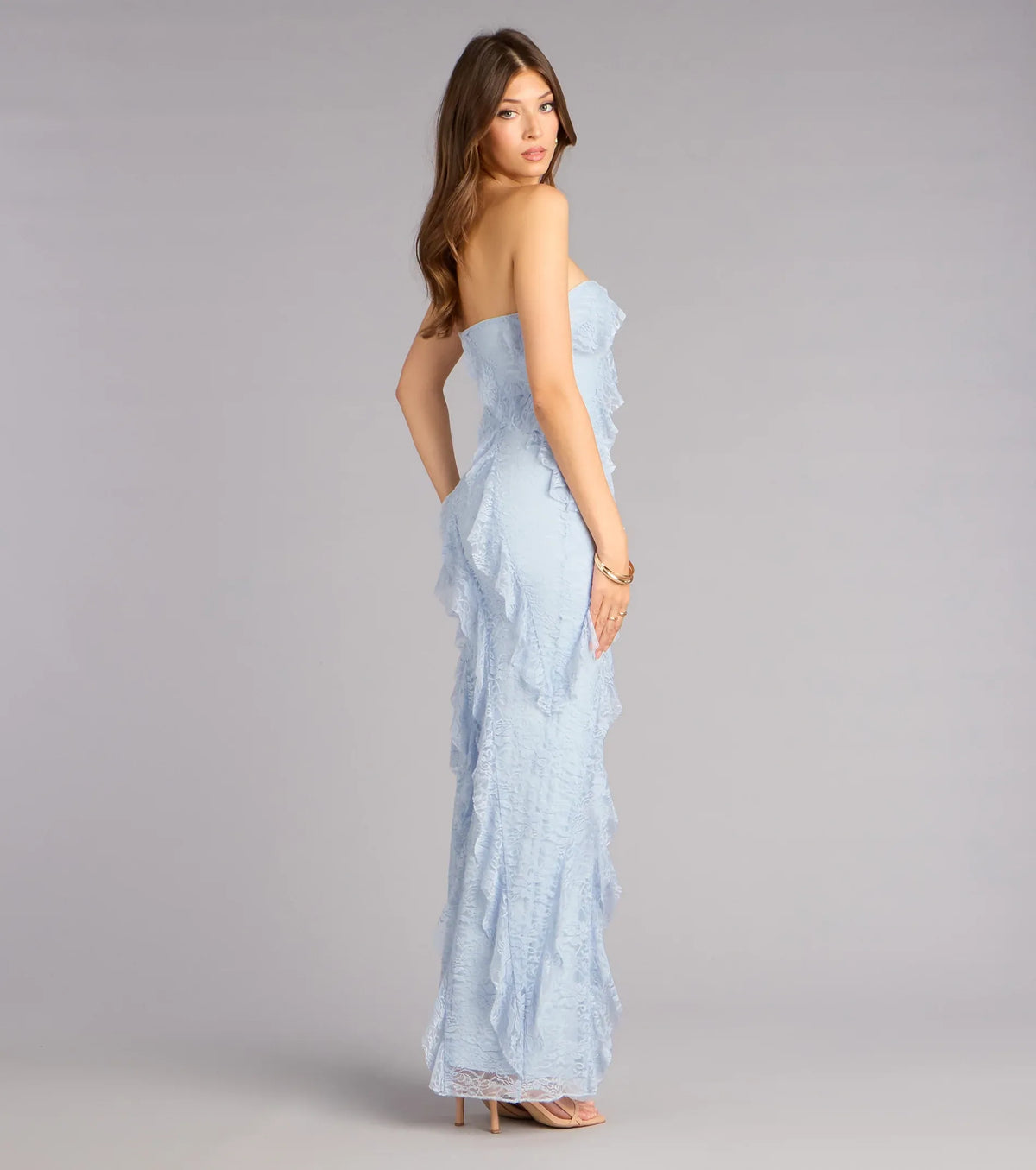 Mermaid Strapless Lace High Slit Floor-Length Wedding Dress - Yihuiw by Yihuiw