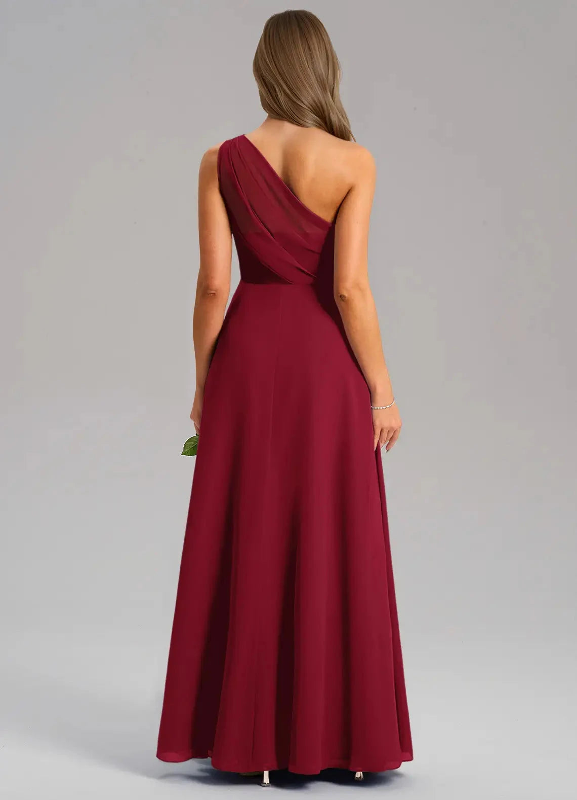 Sleek A Line One Shoulder Sheer Panel Back High Slit Floor Length For Sale Evening Dress by YiHuiw
