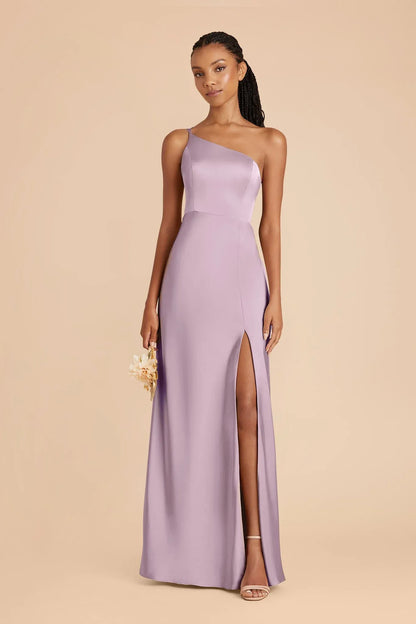One-Shoulder Open Back High Slit Floor-Length Wedding Dress - Yihuiw by Yihuiw