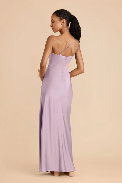 One-Shoulder Open Back High Slit Floor-Length Wedding Dress - Yihuiw by Yihuiw