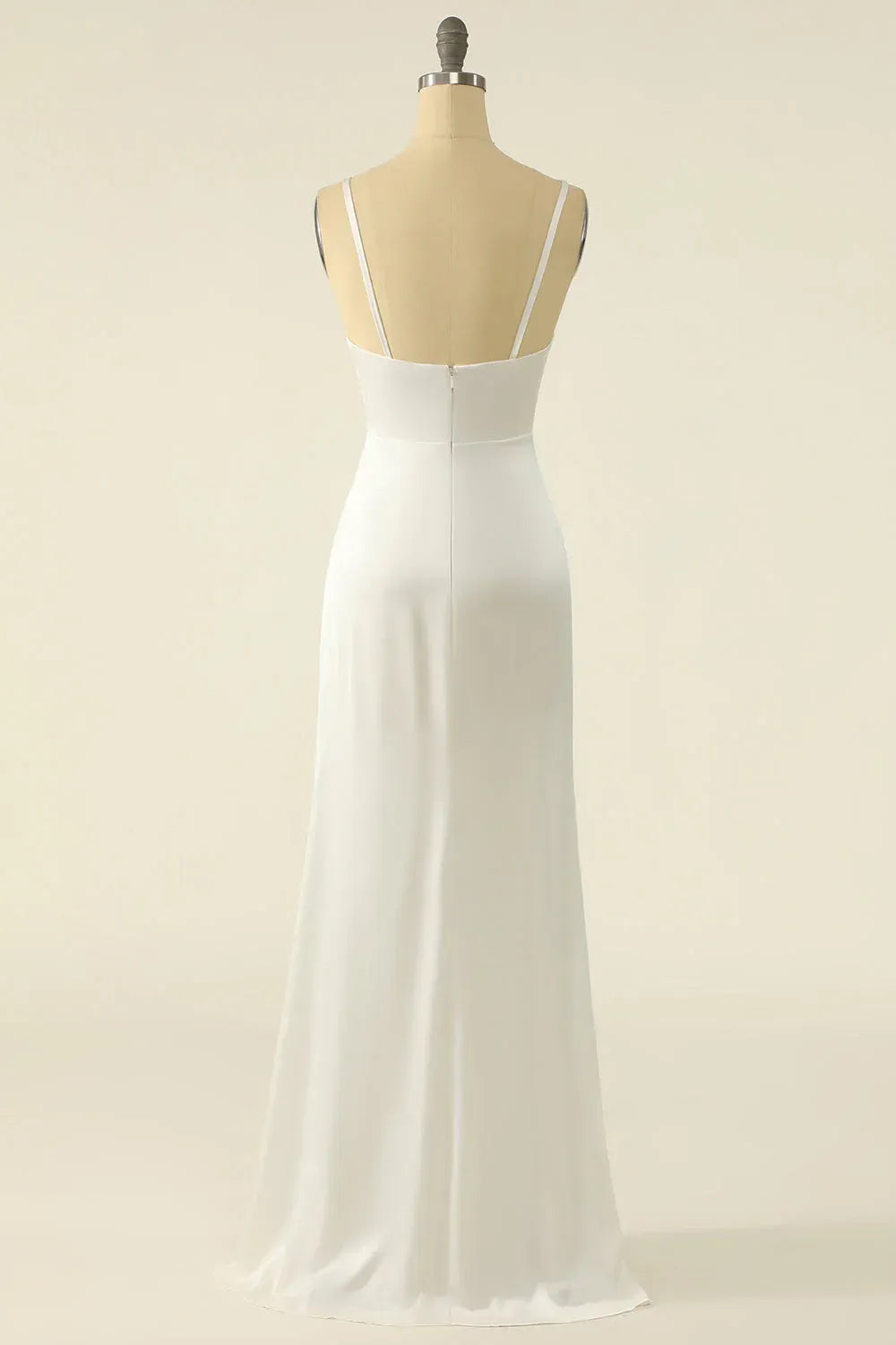 Mermaid Spaghetti Strap Satin High Slit Mini Wedding Dress - Yihuiw by Yihuiw