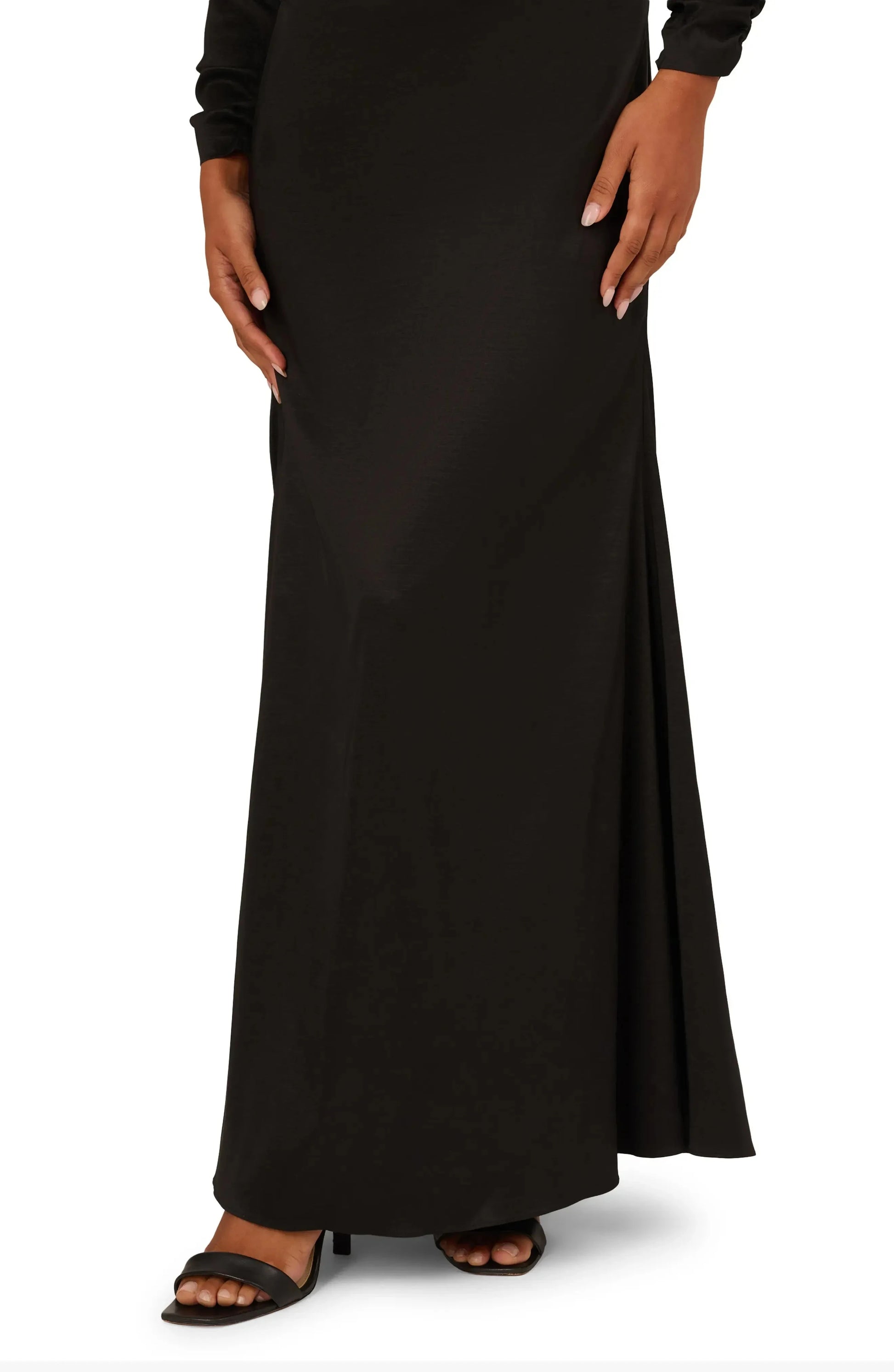 Sleek Draped Blazer Neck Long Sleeve Zipper Back Floor Length For Adults Evening Dress by YiHuiw