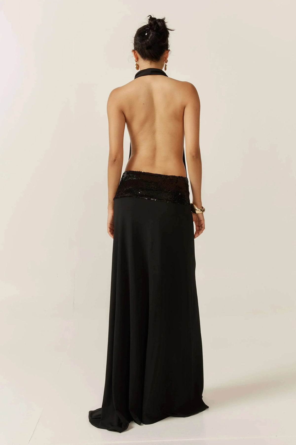 Halter Sequin Floor-Length Wedding Dress - Yihuiw by Yihuiw