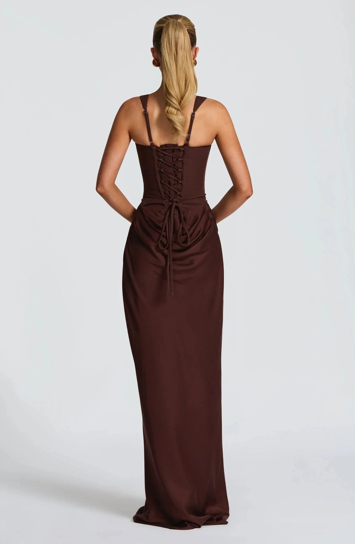 Square Neck Lace Lace-Up Back Floor-Length Wedding Dress - Yihuiw by Yihuiw
