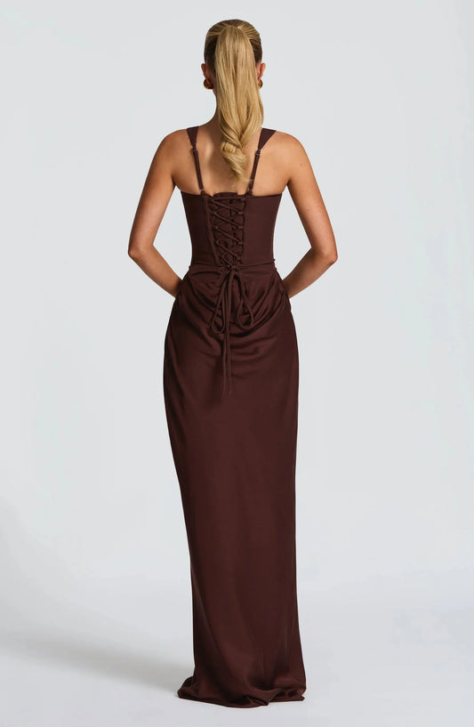Square Neck Lace Lace-Up Back Floor-Length Wedding Dress - Yihuiw by Yihuiw