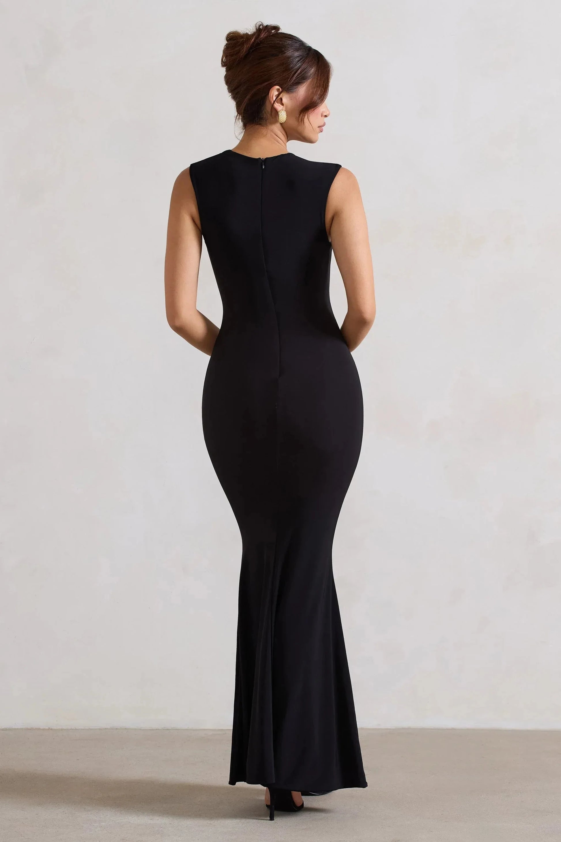 Sleek Mermaid Asymmetric Neck Sleeveless Zipper Back Floor Length For Ladies Evening Dress by YiHuiw