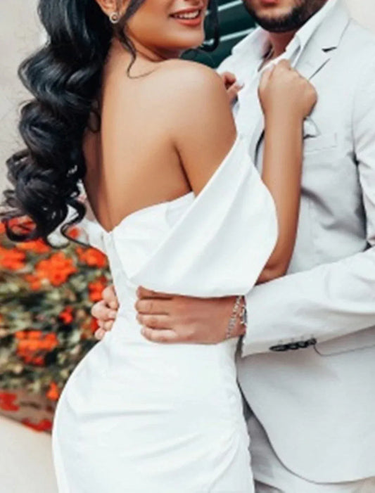 Mermaid Off-Shoulder Open Back Train Wedding Dress - Yihuiw by Yihuiw