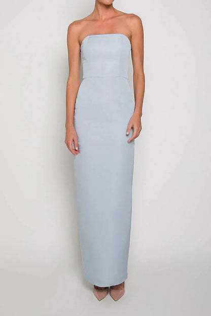 Sleek Sheath Strapless Sleeveless Zipper Back High Slit Floor Length Female Evening Dress by YiHuiw
