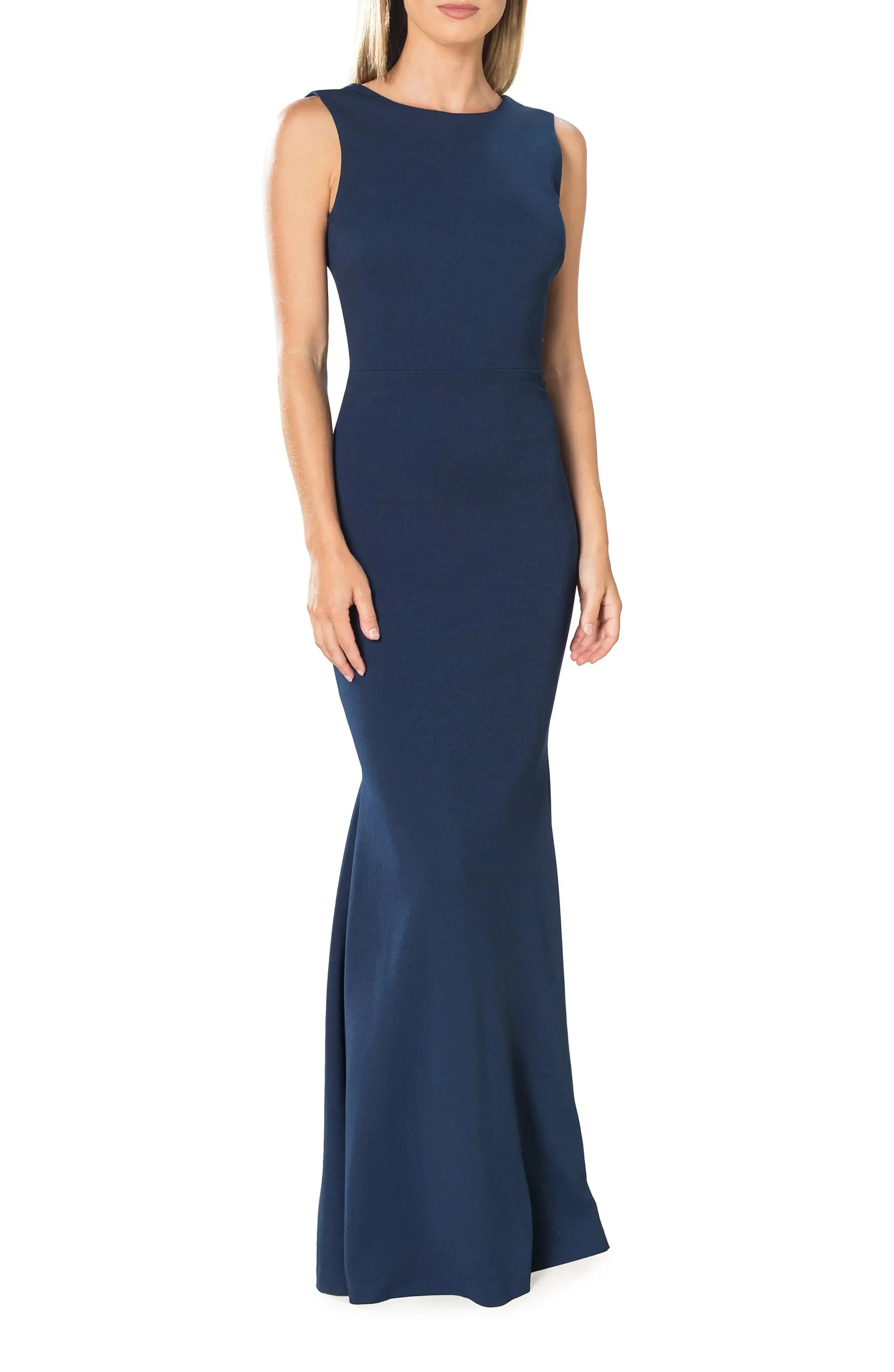 Sleek Trumpet Crew Neck Sleeveless Deep V Back Maxi For Sale Evening Dress by YiHuiw