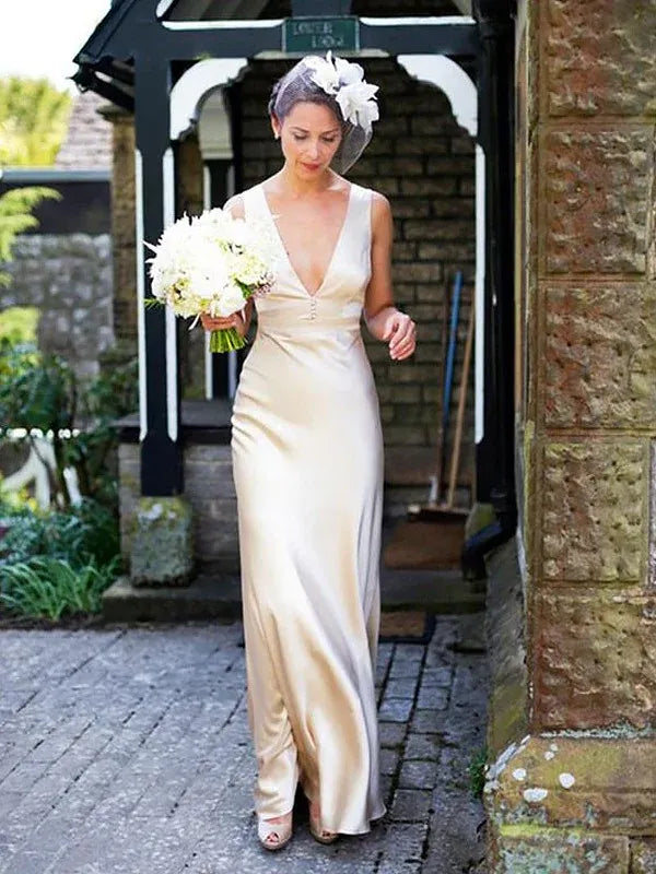 Mermaid Satin Sleeveless Mini Wedding Dress - Yihuiw by Yihuiw