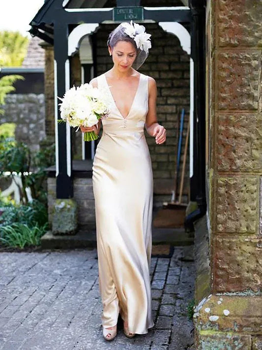 Mermaid Satin Sleeveless Mini Wedding Dress - Yihuiw by Yihuiw