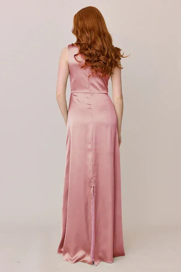 Mermaid High Neck Satin Sleeveless Ruched Wedding Dress - Yihuiw by Yihuiw