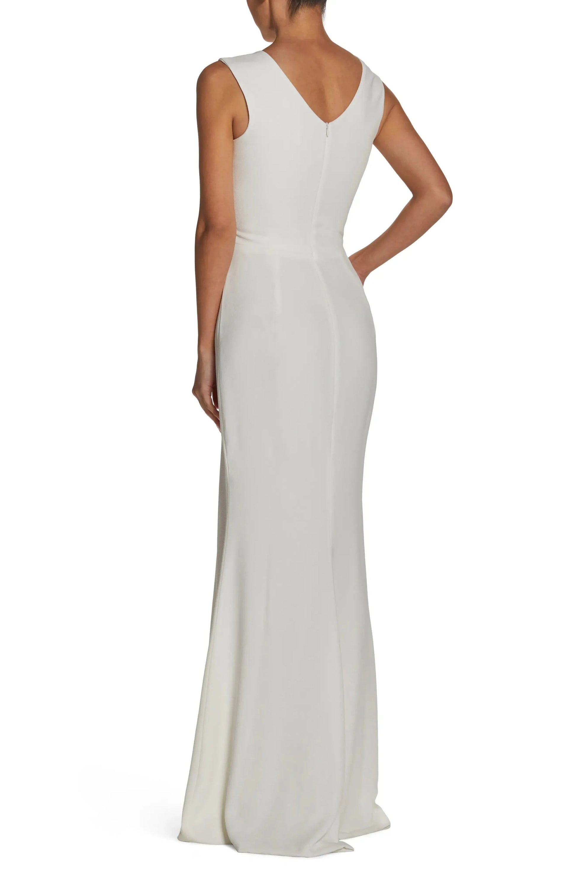 Slit Hem Trumpet Deep V Neck Sleeveless Zipper Back Floor Length For Adults Evening Dress by YiHuiw