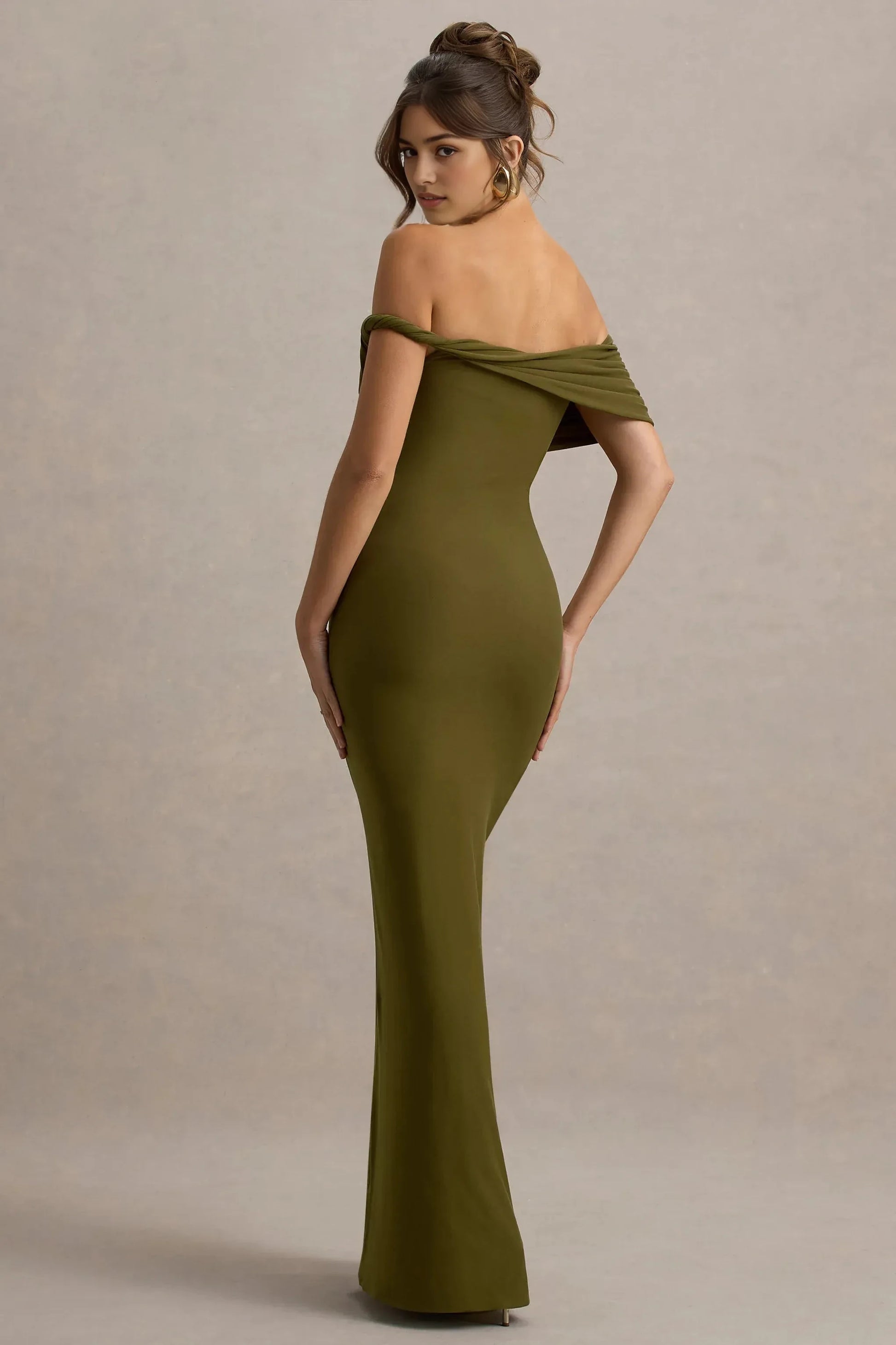 Smooth Mermaid Off Shoulder Drape Sleeve Open Back Floor Length For Women Evening Dress by YiHuiw
