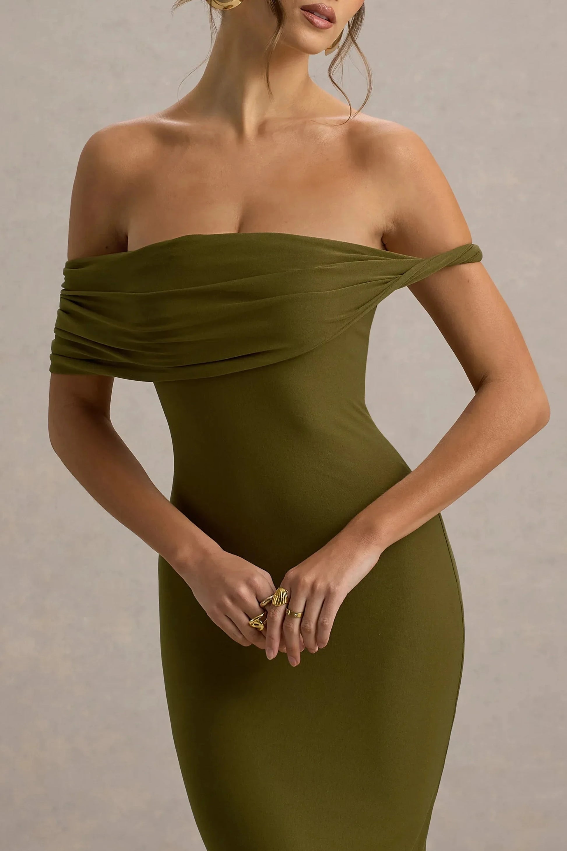 Smooth Mermaid Off Shoulder Drape Sleeve Open Back Floor Length For Women Evening Dress by YiHuiw