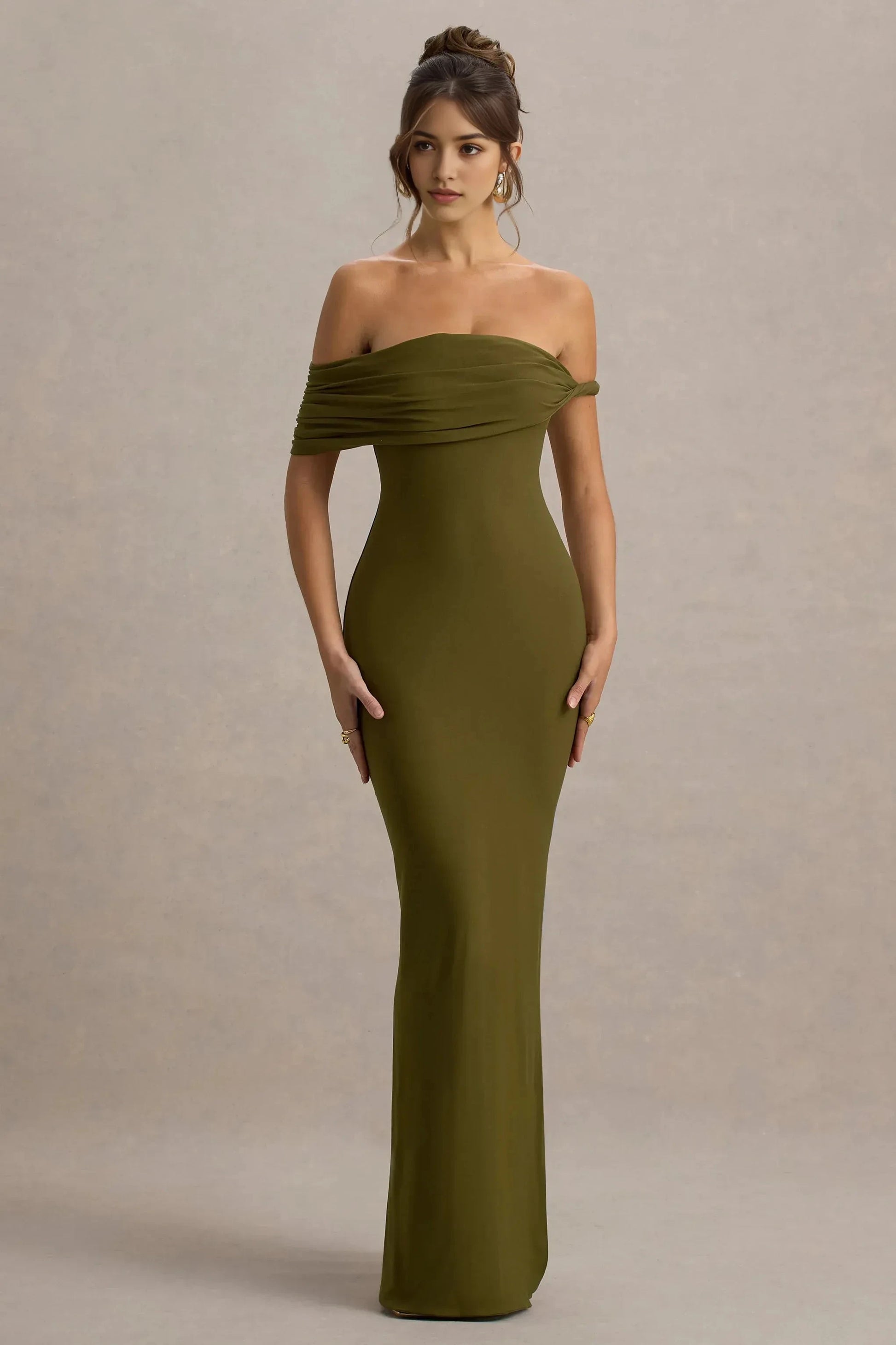 Smooth Mermaid Off Shoulder Drape Sleeve Open Back Floor Length For Women Evening Dress by YiHuiw