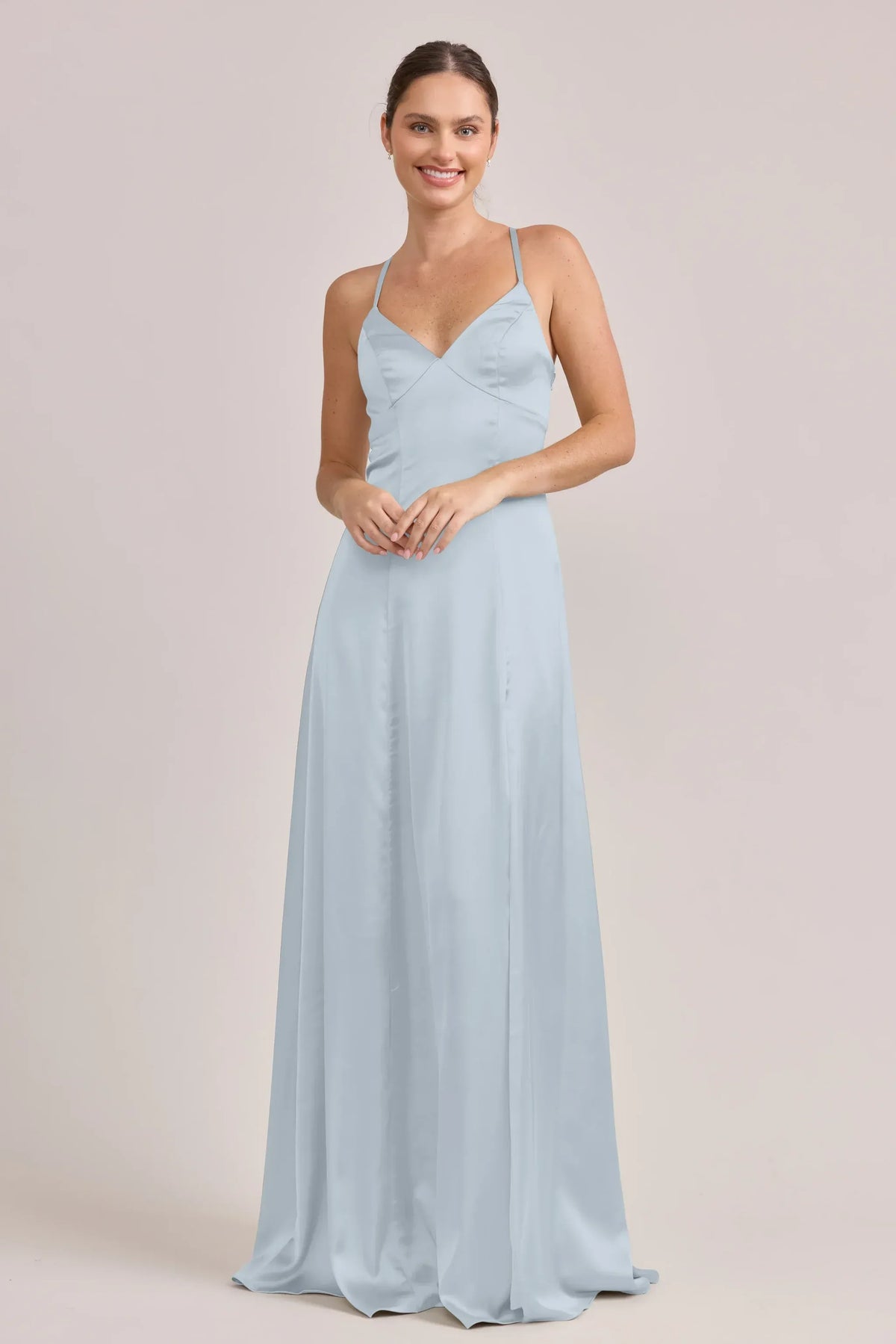 A-Line V-Neck High Slit Floor-Length Wedding Dress - Yihuiw by Yihuiw