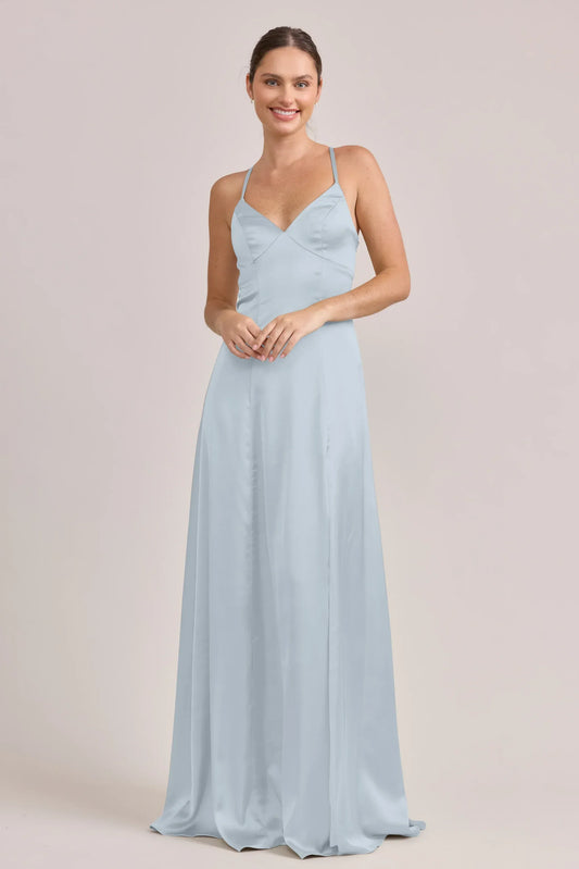 A-Line V-Neck High Slit Floor-Length Wedding Dress - Yihuiw by Yihuiw