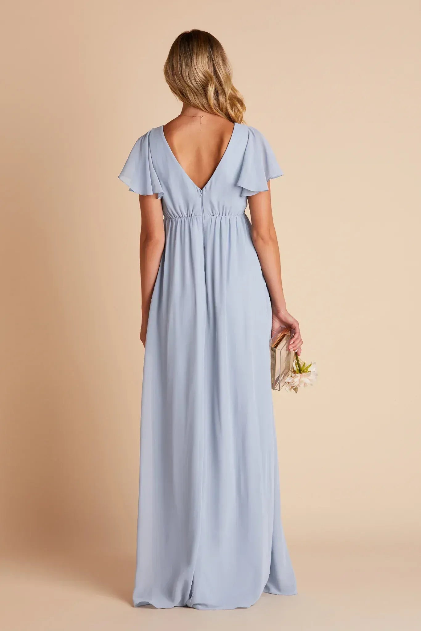 Empire Waist V-Neck Floor-Length Wedding Dress - Yihuiw by Yihuiw