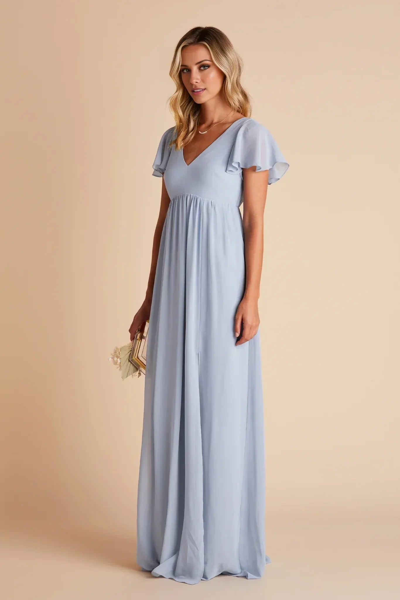Empire Waist V-Neck Floor-Length Wedding Dress - Yihuiw by Yihuiw
