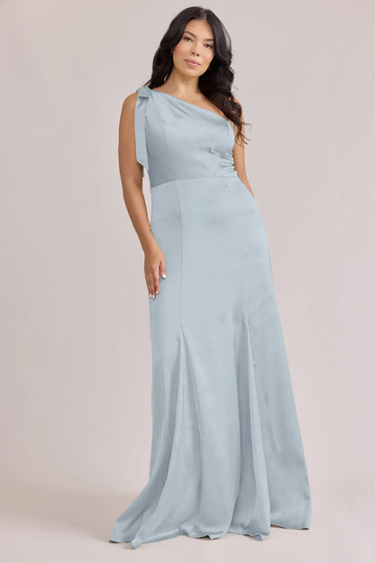 Mermaid One-Shoulder Sleeveless Open Back Floor-Length Wedding Dress - Yihuiw by Yihuiw
