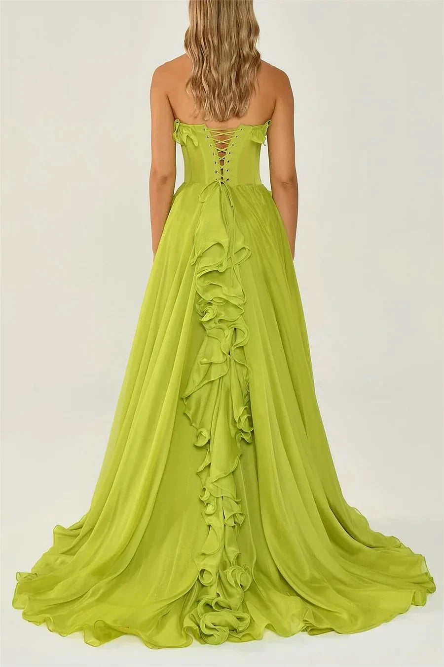 Solid Frill Sweetheart Neck Sleeveless Maxi Dress simple gentle atmospheric and unique desi Bring summer colors to enhance whiteness by YiHuiw
