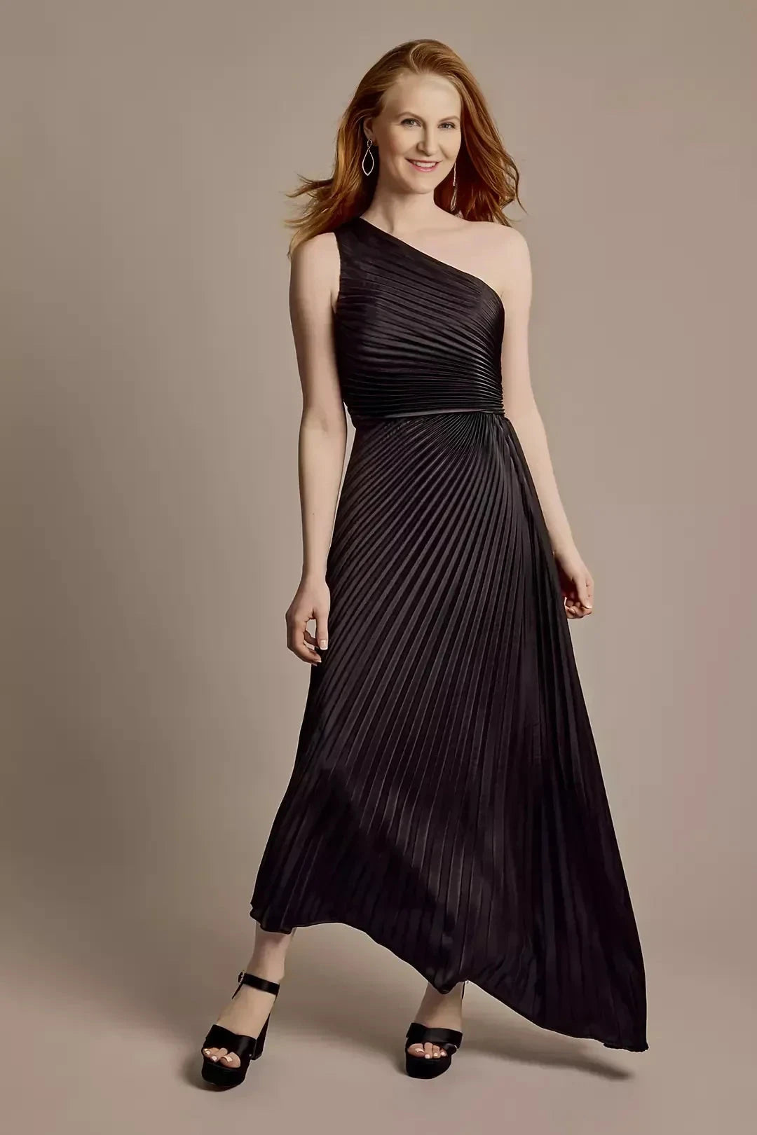 Sophisticated Asymmetrical One Shoulder Sleeveless Pleated Back Floor Length Mother of the Bride Dress by YiHuiw