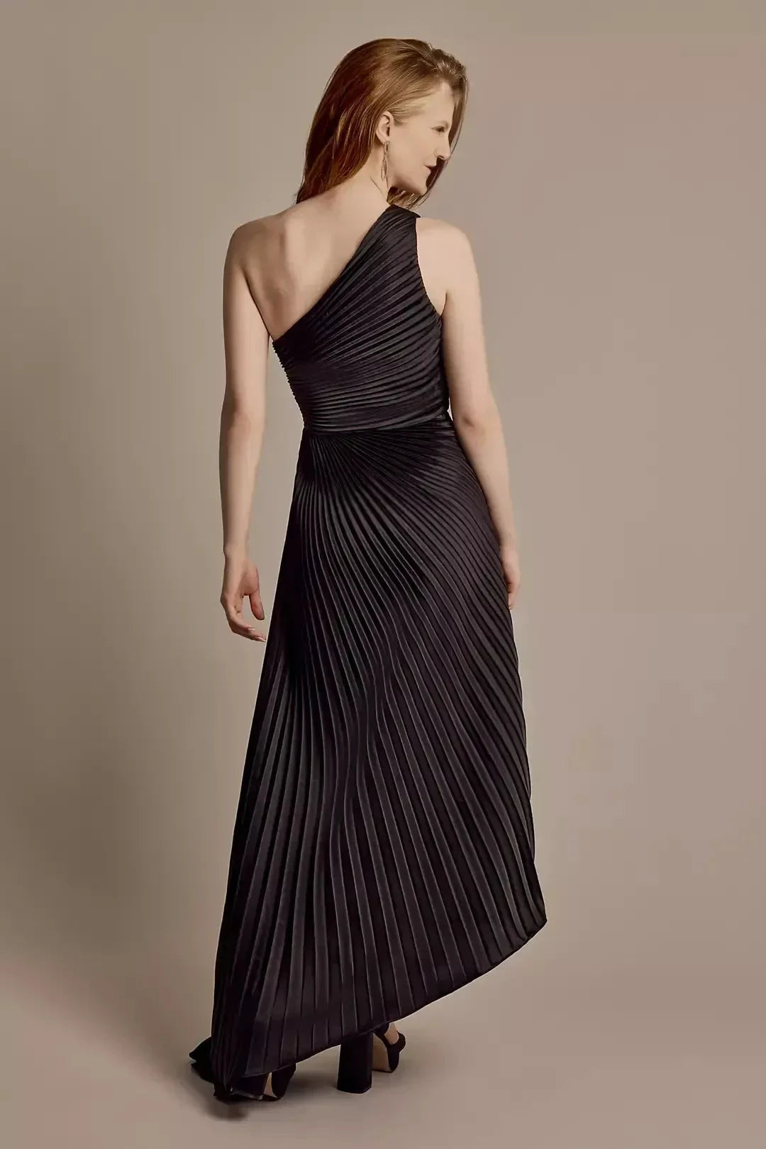 Sophisticated Asymmetrical One Shoulder Sleeveless Pleated Back Floor Length Mother of the Bride Dress by YiHuiw
