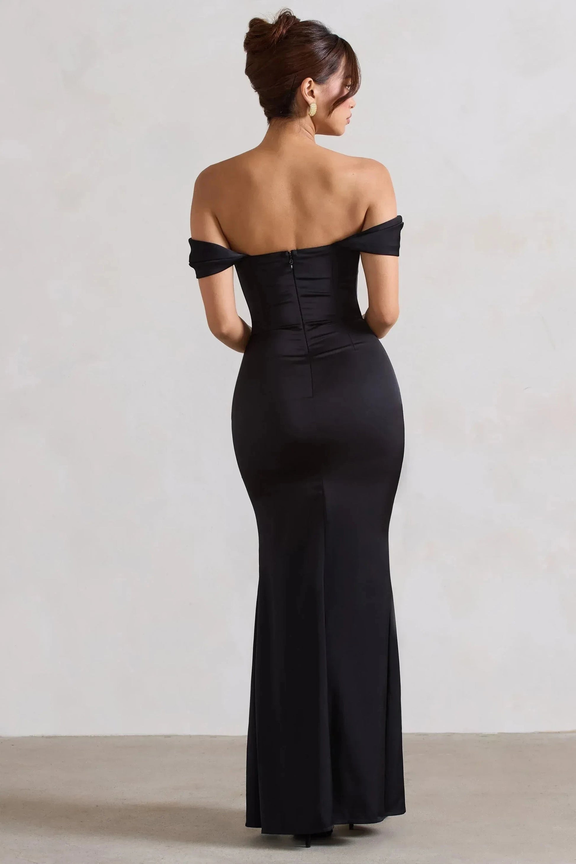Sophisticated Mermaid Off Shoulder Short Sleeve Ruched Back High Slit Floor Length Prom Dress by YiHuiw