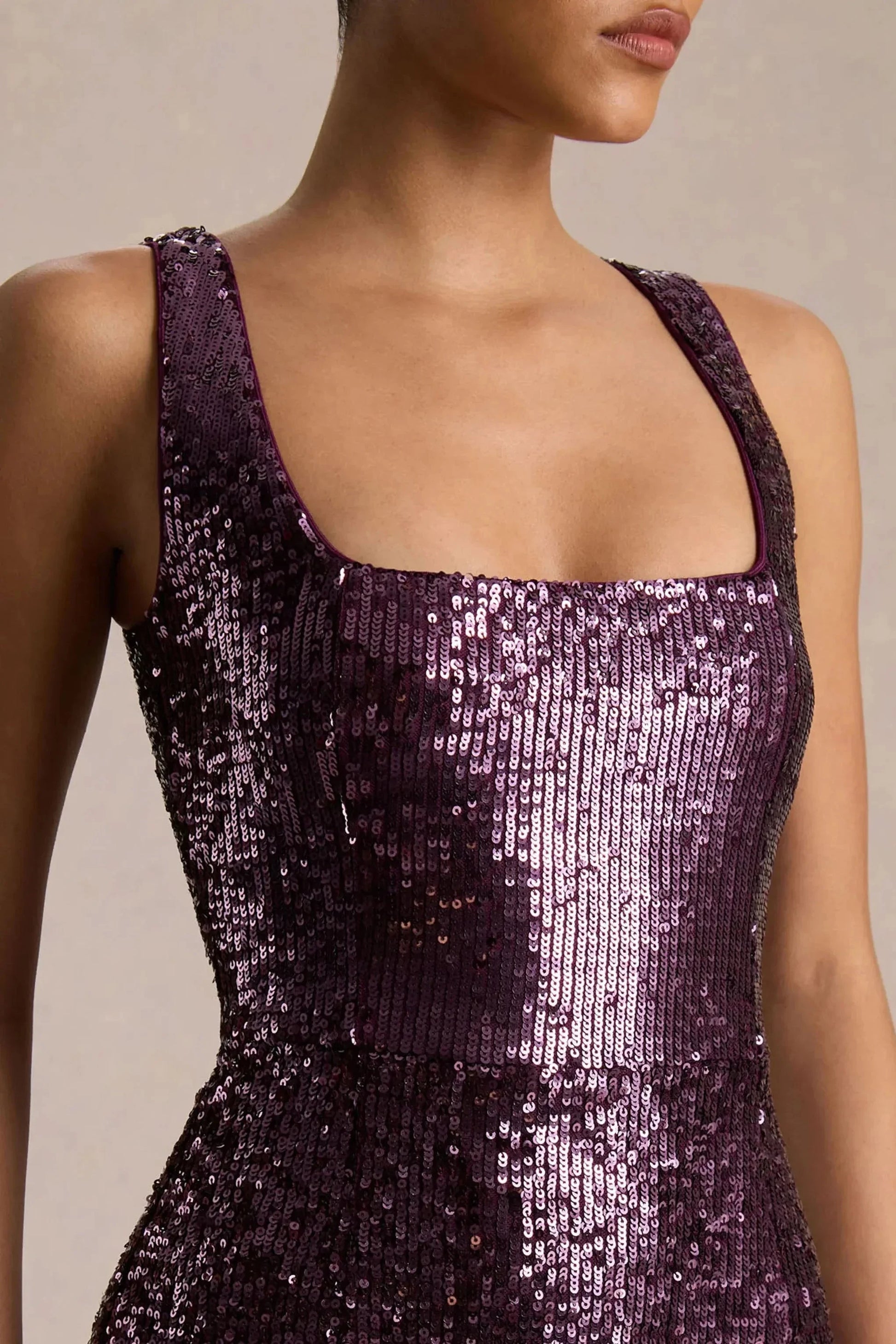 Sophisticated Mermaid Square Neck Sleeveless Back Zipper Sequin Floor Length Prom Dress by YiHuiw