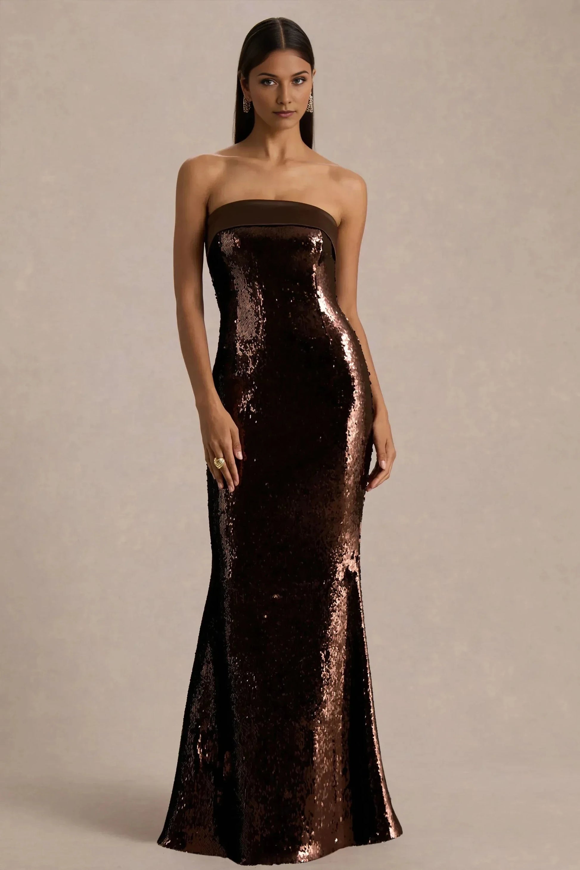 Sophisticated Mermaid Strapless Sleeveless Back Zipper Sequin Floor Length Prom Dress by YiHuiw