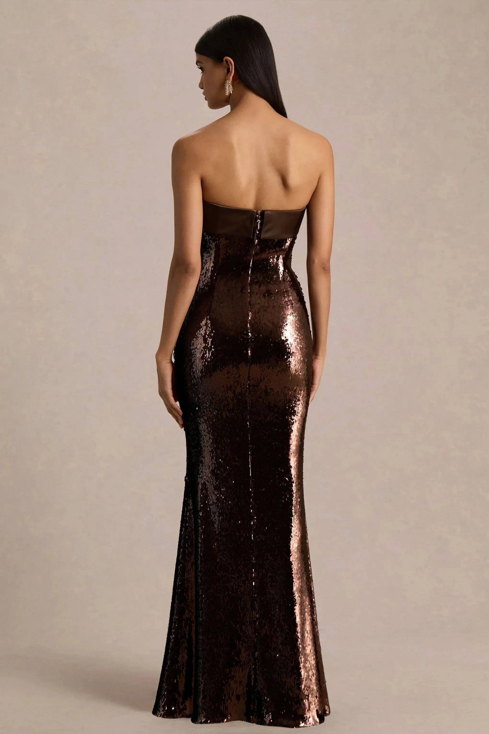 Sophisticated Mermaid Strapless Sleeveless Back Zipper Sequin Floor Length Prom Dress by YiHuiw