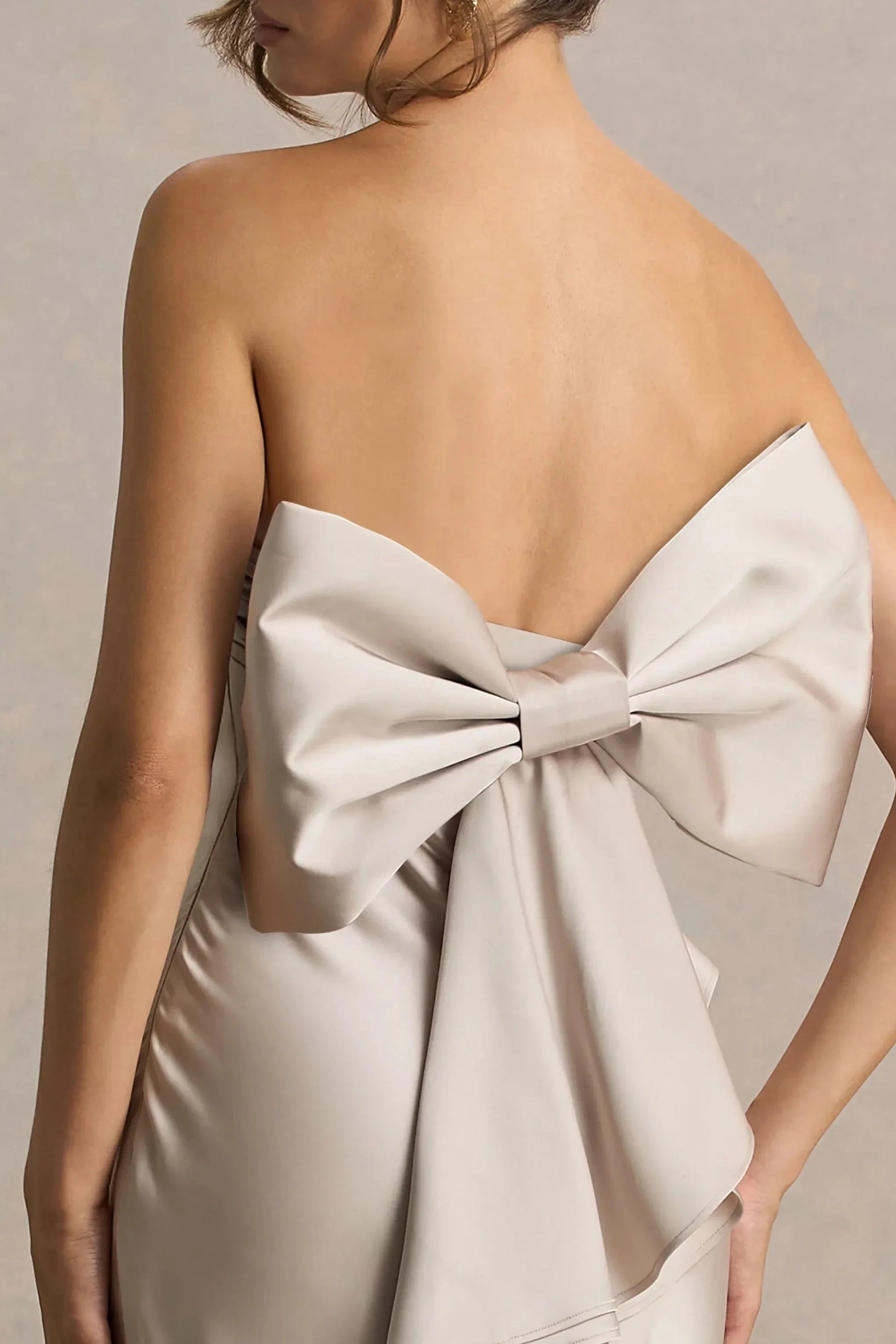Sophisticated Mermaid Strapless Sleeveless Bow Back Ruffled Floor Length Prom Dress by YiHuiw