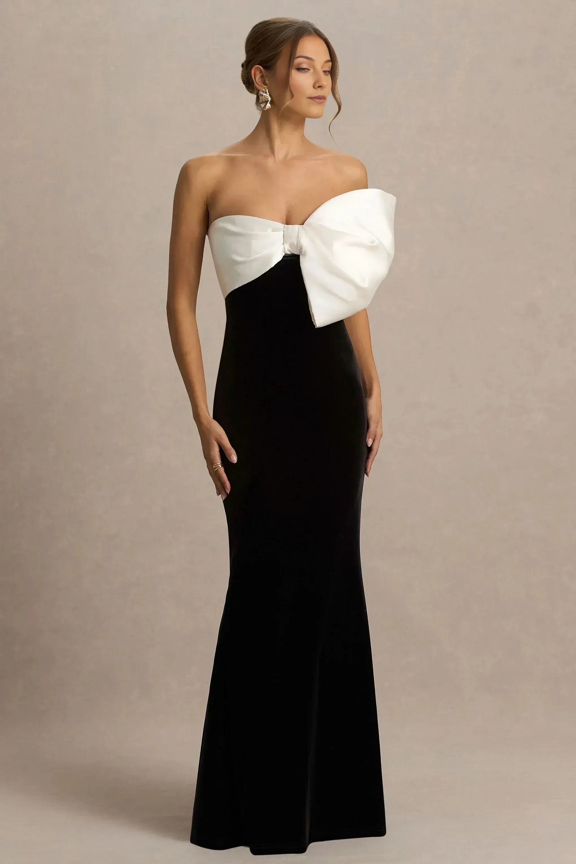 Sophisticated Mermaid Strapless Sleeveless Bow Detail Back Zipper Floor Length Prom Dress by YiHuiw