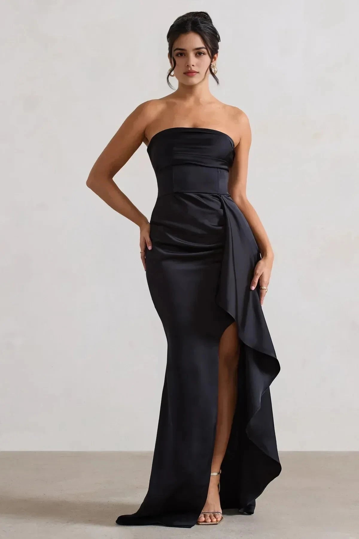 Sophisticated Mermaid Strapless Sleeveless Ruffled Side Back Zipper Floor Length Prom Dress by YiHuiw