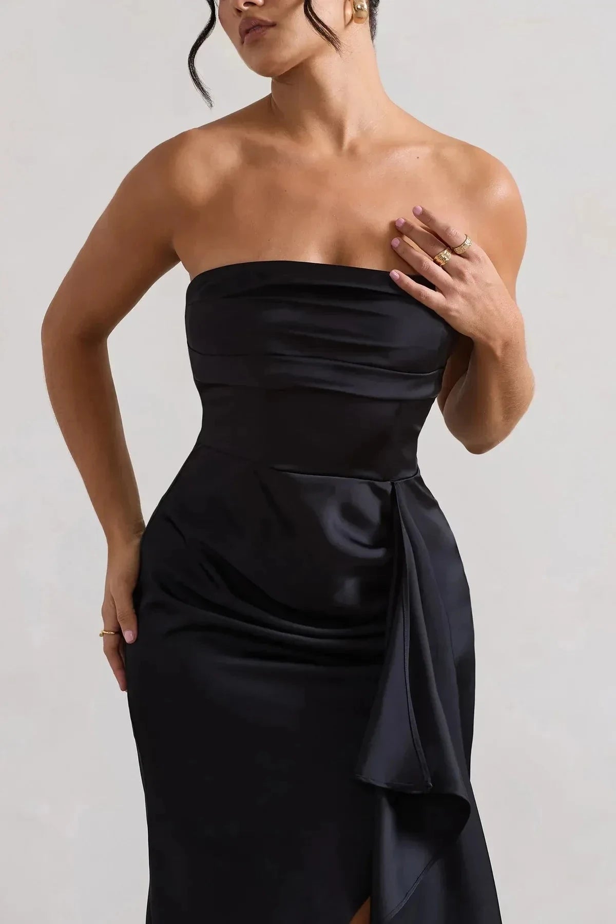 Sophisticated Mermaid Strapless Sleeveless Ruffled Side Back Zipper Floor Length Prom Dress by YiHuiw