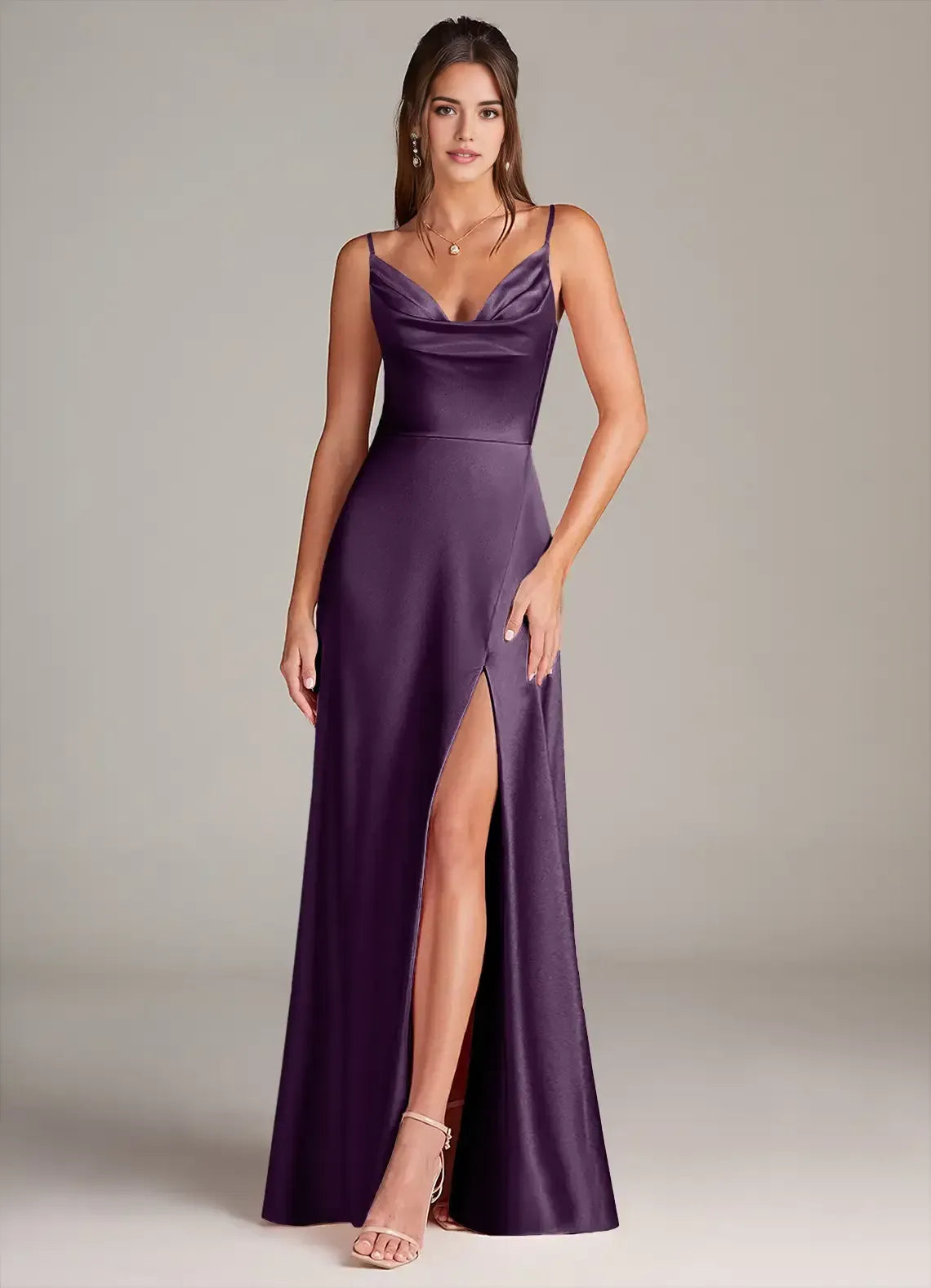 Mermaid Spaghetti Strap Satin High Slit Wedding Dress - Yihuiw by Yihuiw