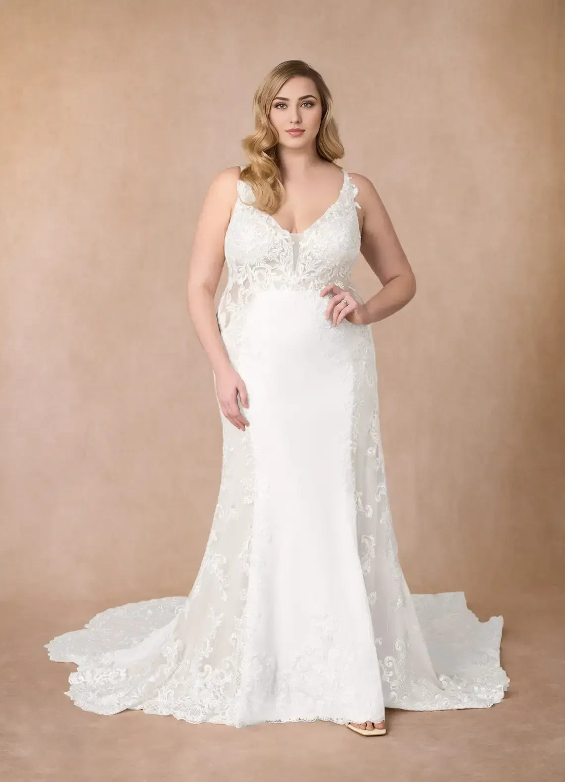 Mermaid Spaghetti Strap Lace Train Wedding Dress - Yihuiw by Yihuiw