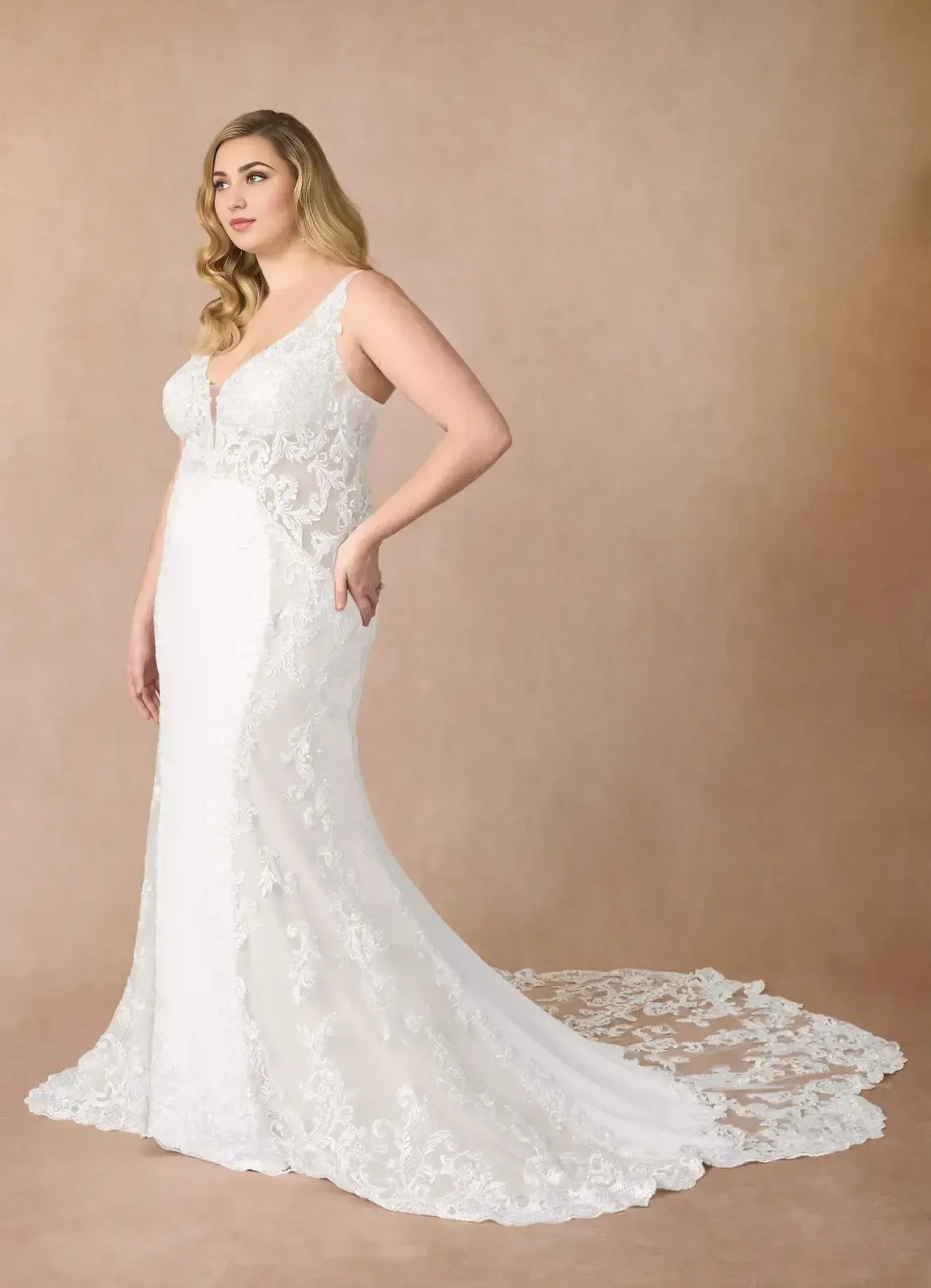 Mermaid Spaghetti Strap Lace Train Wedding Dress - Yihuiw by Yihuiw